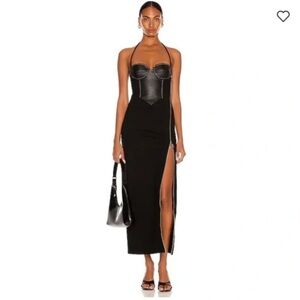Staud Women Hindley Corset High Slit Maxi Bodycon Dress Black